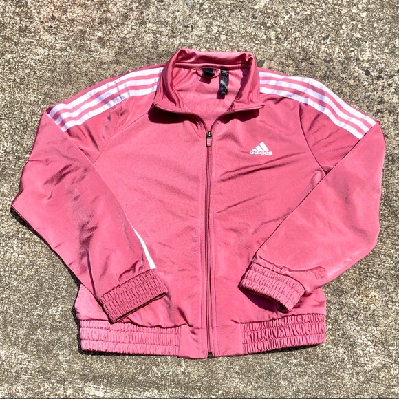 adidas 3 stripe pink track jacket